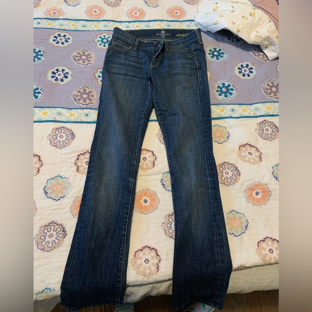 7 for all mankind- straight leg dark wash jeans
